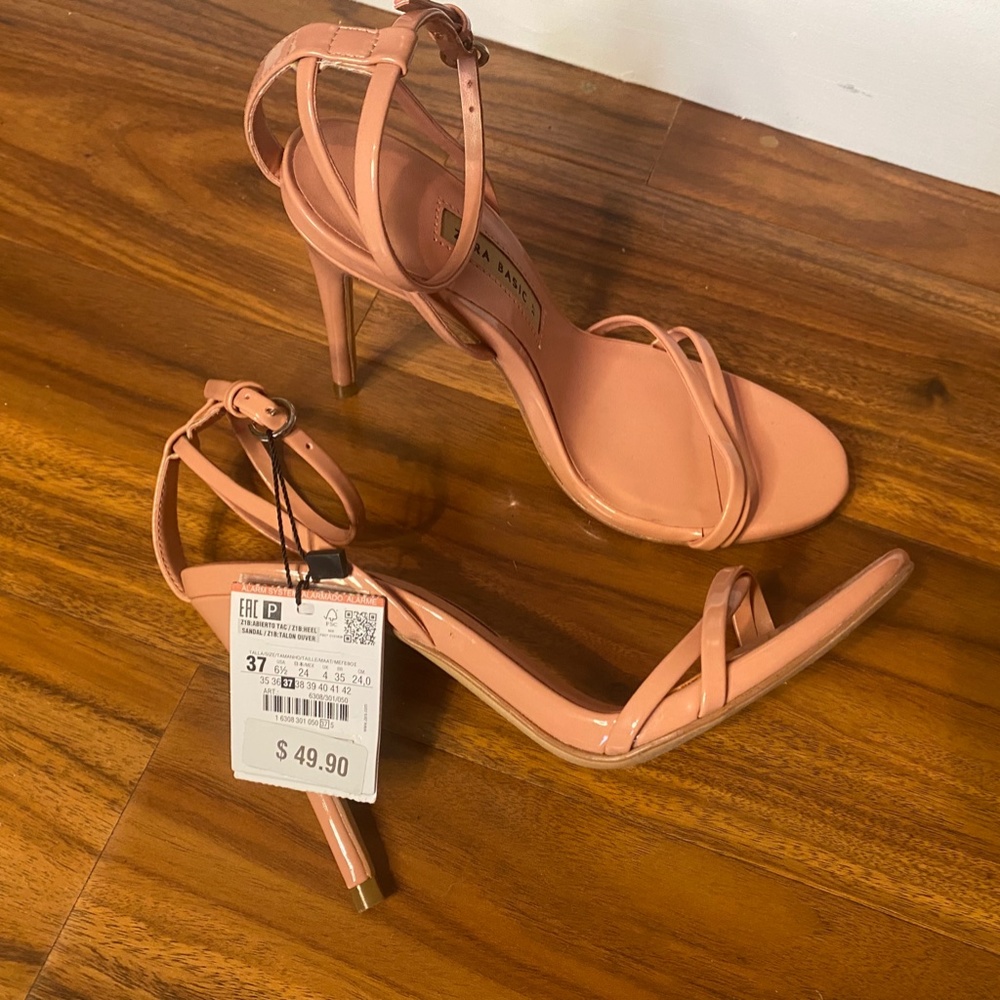 Zara Strappy Pink Heeled Sandals